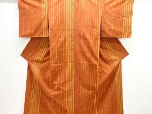 未使用品　縞織り出し手織り真綿紬着物